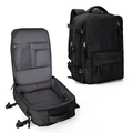 Black travel backpack in nylon with multi-compartment interior and durable exterior - Vertical Single Zipper / Black