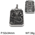 Ciondolo drago vintage in acciaio inossidabile con incisione e finitura argento - Il drago vola attraverso i quattro mari Stile (Dragon)