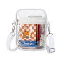 Transparent PVC stadium crossbody bag with white trim and adjustable shoulder strap - Small Bag (15*4.6*20cm) / White