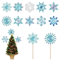 Weihnachts-DIY-Diamantmalerei-Schneeflocken-Set mit Holzstäben in Blau und Weiß - ZSB-20 (Morgendämmerung lila Schneeflocke)