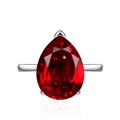 Verstellbarer Silberring mit rotem Rubin im Birnenschliff und eleganter 3-Krallen-Fassung - Einstellbar Offen / Roter Zirkonia