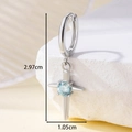 Orecchini a croce argento con zircone blu, lunghezza 2,97 cm su pietra bianca - Stile Ciondolo a Croce (A312-4) / Blu Mare Chiaro (Pezzo Singolo)