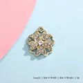 Golden cherry blossom pendant with sparkling crystals, 1.9cm charm for DIY jewelry - Gold Cherry Blossom