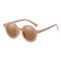 Matte rosane Kinder Sonnenbrille mit dunkelbraunen Gläsern für optimalen UV-Schutz - Matt Grau Rosa Rahmen Tee Gläser