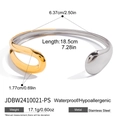Vista detallada de pulsera bicolor de acero inoxidable 18K con medidas y especificaciones - Estilo Bicolor (JDBW2410021-PS)