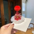 Tulle Skirt Sequin Hat Clip - Red