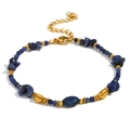 Vintage-Armband aus 18K vergoldetem Edelstahl mit unregelmäßigen blauen Natursteinen - Unregelmäßiger Naturstein-Gold