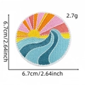 Colorful sunset and wave embroidered iron-on patch for beach bags and summer decor - Sunset Wave