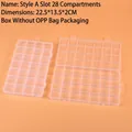 Detailed macro view of 28-grid transparent PP plastic organizer box sized 22.5x13.5x2cm - 28-Compartment With Slot Type A (22.5x13.5x2cm)