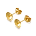 Bases de pendientes de acero inoxidable dorado con cierres de mariposa para DIY - Dorado 8mm (KLJ597-Z)