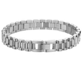 Silver stainless steel watch-link bracelet with polished and brushed finish details - 18cm / Steel