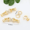 Gold infinity pearl necklace clasp with micro-set zircons, 33.8mm jewelry connector - Medium Infinity / Gold