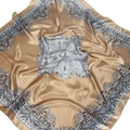 Carré de soie satiné doré 90cm avec motifs cachemire vintage et finition soyeuse - Brun Gris