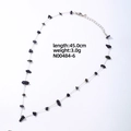 Minimalist silver stainless steel necklace with irregular dark blue natural stone beads - Blue Sandstone