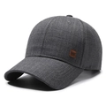 Cappellino da baseball grigio da uomo in tessuto strutturato con patch KWC in pelle - Regolabile / Grigio