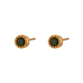 Orecchini a perno minimalisti in oro con gemma verde rotonda e finitura lucida - Vintage Mini Tondo (Oro - Zirconia Verde)