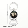 Silver metal keychain bottle opener with golden letter J in a vintage crest pendant - Letter J