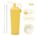 Leuchtend gelber 830ml Edelstahl-Isolierbecher mit Keramikbeschichtung und Strohhalm - 830ml / Zitronengelb