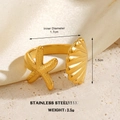 Golden stainless steel open ring featuring starfish and seashell design for women - Gold Shell Ring 979