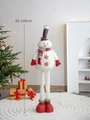 Adjustable Christmas snowman figurine 60-100cm tall in soft white fabric with red scarf - Large Telescopic Snowman with Gentleman Hat