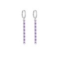 Elegante S925 Silberohrringe mit hängenden linearen violetten Zirkon Edelsteinen - Silber (Violetter Stein)