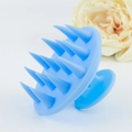 Spazzola ergonomica per massaggio cuoio capelluto in silicone blu con 19 punte - Blu