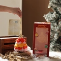Colorful plush Christmas tree ornament with wave pattern and star in a festive gift box - Cranberry Orange With Gift Box