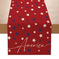Chemin de table en polyester avec étoiles rouges et texte America pour décoration festive - Style America Rouge (ZQ3-4) / 33cmx180cm