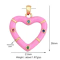 Pink enamel heart pendant charm with colorful zircon stones and 21x26mm size details - Pink Heart with 4 Gems Style (L282538-Pink)