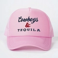 Cappellino trucker rosa ricamato Cowboys & TEQUILA con rete traspirante e visiera curva - Taglia unica / Rosa