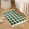 Tappeto da bagno assorbente antiscivolo a scacchi verdi e bianchi per arredamento casa - 40x60cm / Campo