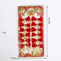 Weihnachtsbaumschmuck Set mit 12 rot-goldenen Samtschleifen auf 24x14cm Verpackung - Rot und Gold / 12 Stück/Karte