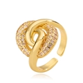 18K vergoldeter, geometrisch verschlungener Ring mit funkelnden Mikropavé-Kristallen - Einstellbar Offen / Mikro-Pave-Twisted-Stil / Gold