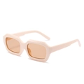 Lunettes de soleil polygonales crème avec verres oranges en vue de trois-quarts - Monture blanc cassé avec verres thé clair (incl. 13 % TVA)