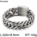 Men's matte silver 316L stainless steel heavy cuban chain bracelet 18.5mm width - 18mm Brushed Silver