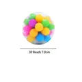 7.0cm transparent stress relief ball filled with 30 colorful beads for sensory squeezing - 30 Beads Macaron Rainbow Ball