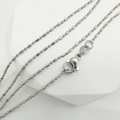 Silver bead chain necklace with 925 silver tag on white geometric display stand - 18 Inch / White Gold