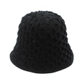 Summer black knitted fisherman hat with unique scale pattern for sun protection - Fish Scale Crochet Style / Black