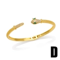 Chic gold-plated snake-shaped open bracelet with green gemstone eyes and pavé stones - Style D-Gold Green Eye Full Zirconia Head