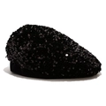 Close-up of shimmering black sequins on a fashion beret hat with high texture detail - Beret / Black