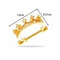 Piercing couronne en acier doré avec zirconiums et dimensions détaillées incluses - Style Couronne (2615-1#) / Doré