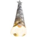 Grey Christmas gnome decoration with LED warm light and snowflake knit hat - Grey Star Knit Hat Glowing Rudolph