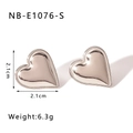 Puffy heart-shaped stainless steel stud earrings in rose gold finish for women - 3D Inflated Heart Style (NB-E1076-S)