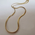 Collar de cadena de eslabones planos en acero de titanio dorado con cierre - X721 Collar de Eslabones / Dorado