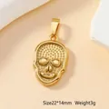 Detailed close-up of a gold skull pendant with 22x14mm size and 3g weight specs - Skull (57)