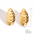 Vintage 18K gold plated stainless steel earrings with geometric wavy texture - E664-16(Ripple Stack)