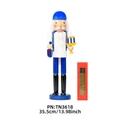 36cm Hanukkah Nutcracker wooden soldier with menorah and dreidel in display box - 36CM / Blue and White Hanukkah Style (TN3618)