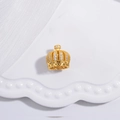 Perla a corona dorata con pietre di zircone per creazione collane e bracciali fai da te - Cappuccio per Nappine a Zucca con Zircone Bianco Oro