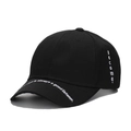 Black cotton baseball cap with white side embroidery and motivational text on the brim - Black