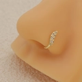 Gold non-pierced U-shaped nose ring with five sparkling white cubic zirconia stones - Leaf-Shaped Row Zircon (E2756-8)